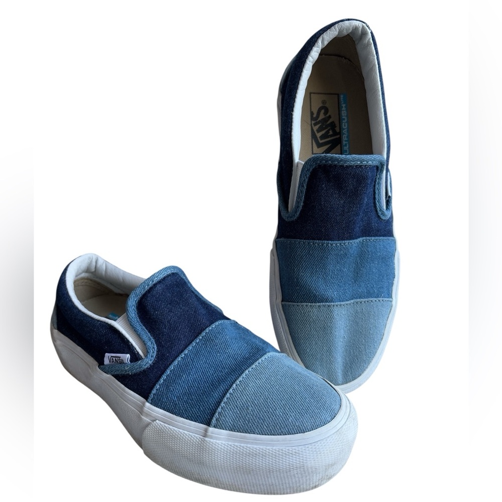 Vans Slip-On Patchwork Blue Denim Sneakers